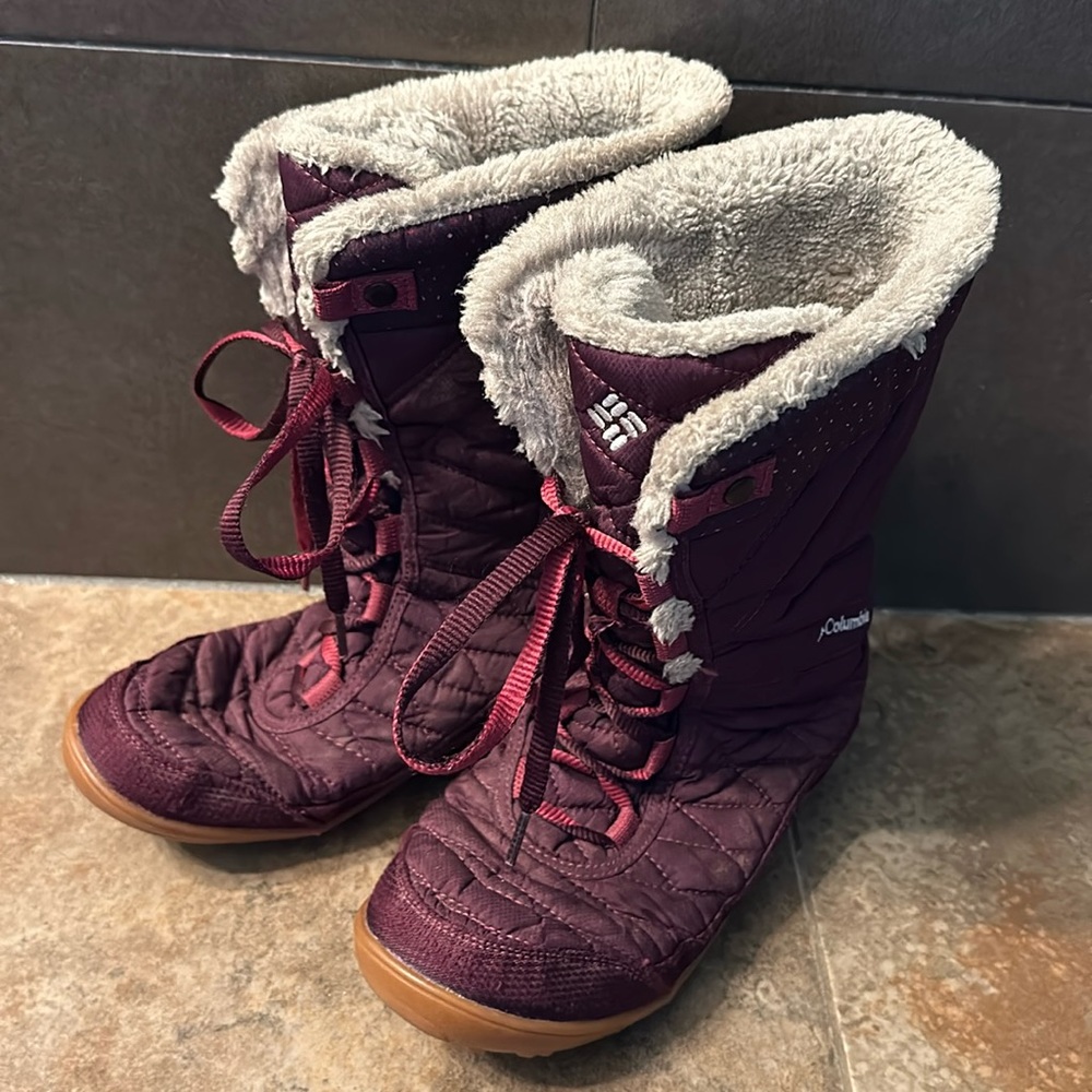 Columbia Maroon Youth Girl Minx Omni Heat Winter Boot Size 5